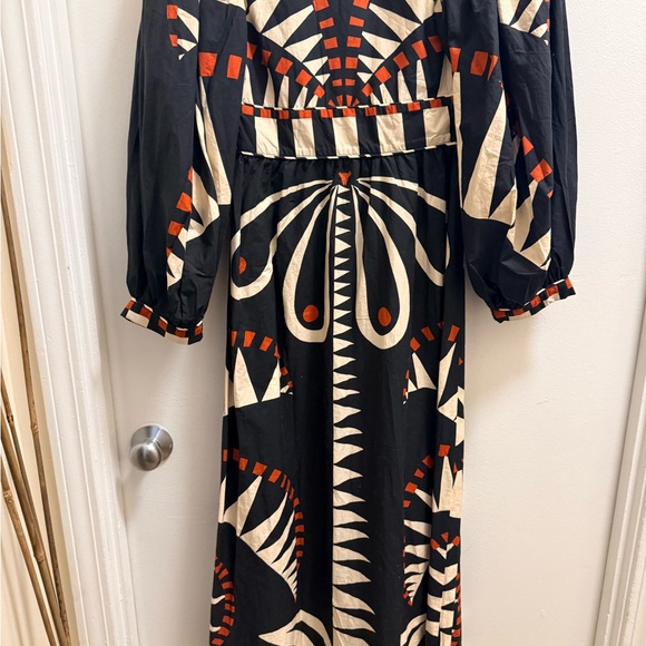 FARM Rio Black & Cream Graphic Button-Front Maxi Dress with Red Accents - Picture 12 of 15